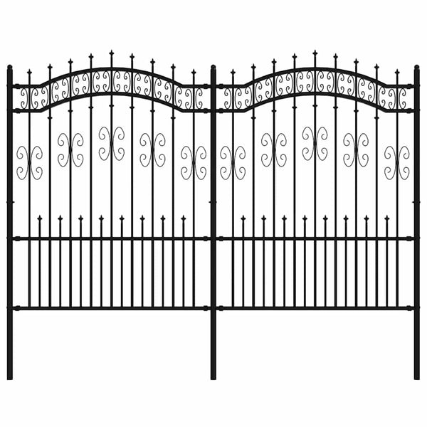 Gartenzaun KAMPEN mit Speerspitze Schwarz 240 x 150 cm Stahl