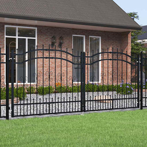 Gartentor KAMPEN mit Speerspitze Schwarz 302 x 125 cm Stahl