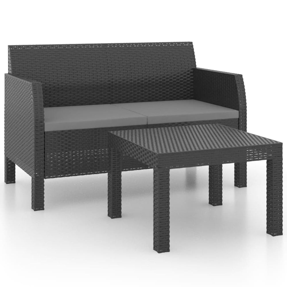 vidaXL Salon de jardin 2 pcs avec coussins résine tressée PP anthracite