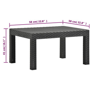 2-tlg. Garten-Lounge-Set mit Kissen PP Rattan Anthrazit