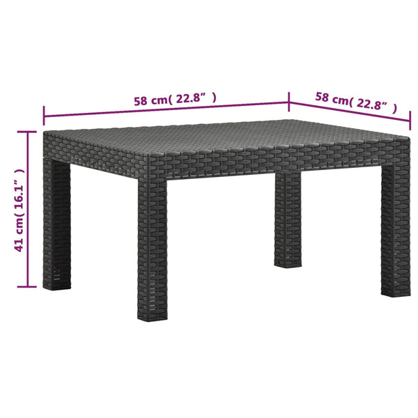 2-tlg. Garten-Lounge-Set mit Kissen PP Rattan Anthrazit