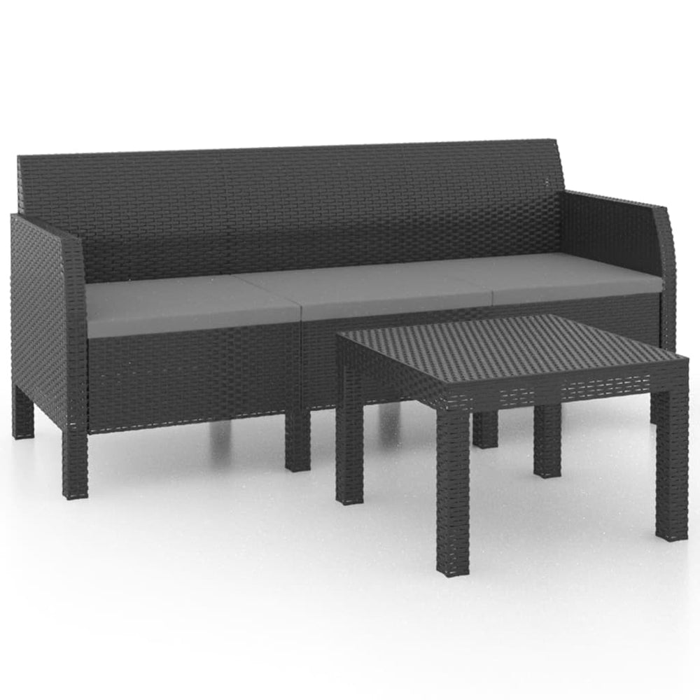 vidaXL Salon de jardin 2 pcs avec coussins résine tressée PP anthracite