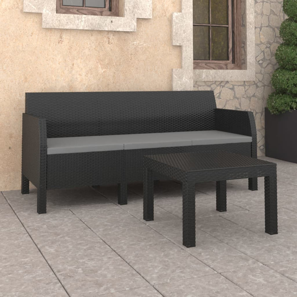 vidaXL Salon de jardin 2 pcs avec coussins résine tressée PP anthracite