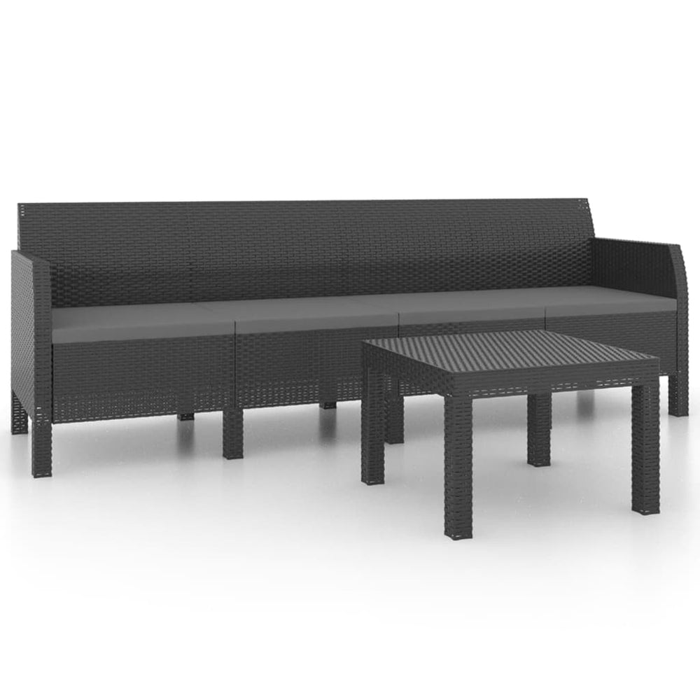 vidaXL Salon de jardin 2 pcs avec coussins résine tressée PP anthracite