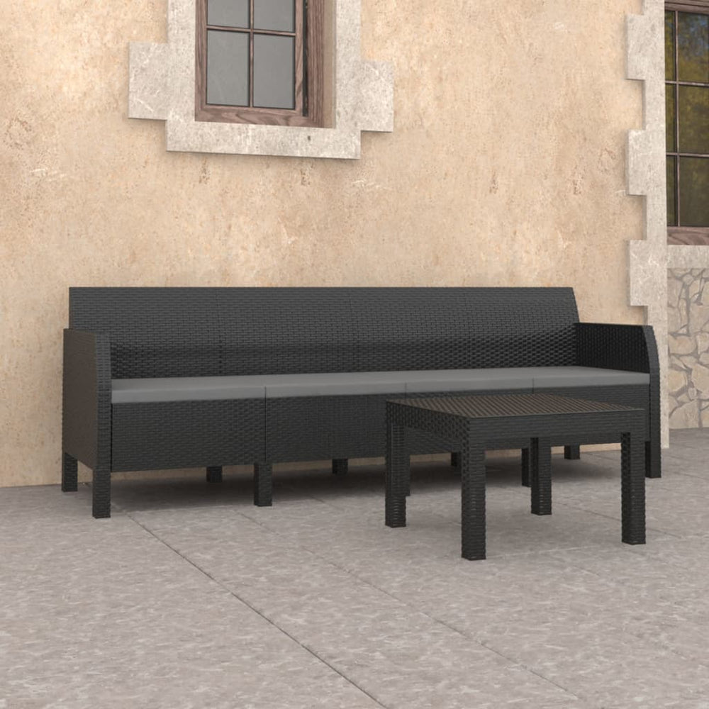 vidaXL Salon de jardin 2 pcs avec coussins résine tressée PP anthracite
