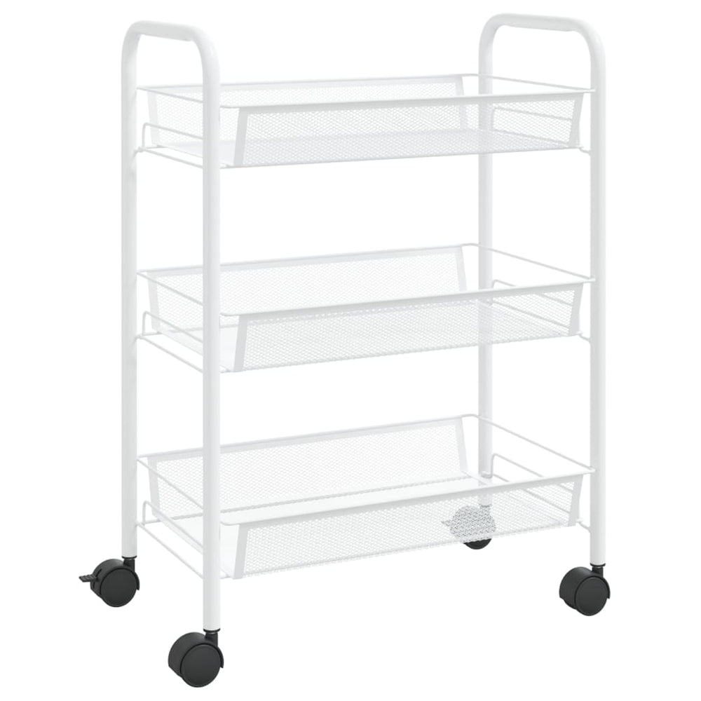 vidaXL Kitchen Trolley 3 Tiers White 46x26x64 cm Iron
