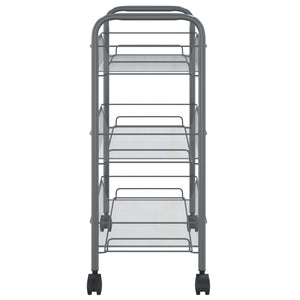 vidaXL Chariot de cuisine 3 niveaux gris 46x26x64 cm fer