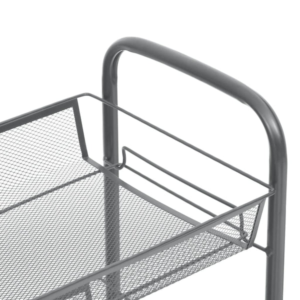 vidaXL Chariot de cuisine 3 niveaux gris 46x26x64 cm fer