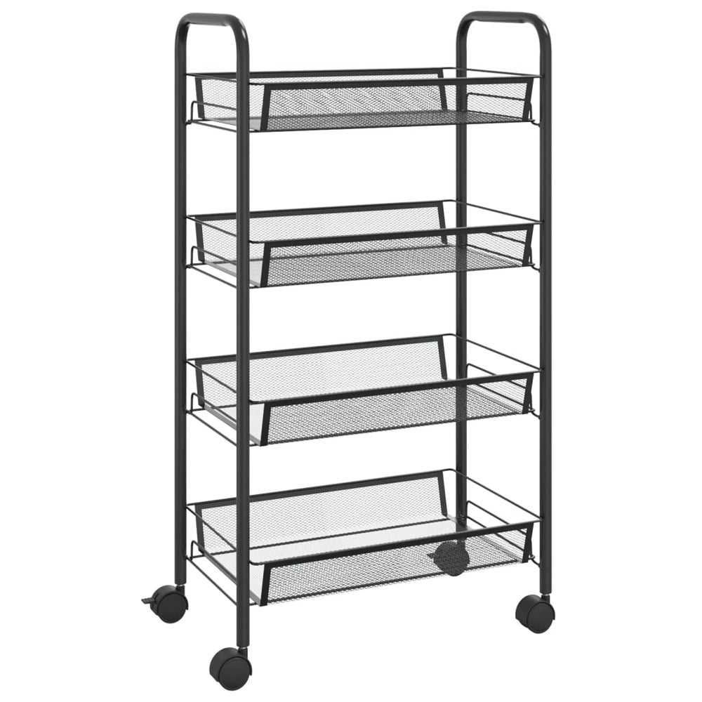 vidaXL Kitchen Trolley 4 Tiers Black 46x26x85 cm Iron