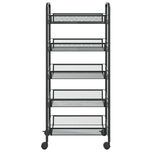 vidaXL Chariot de cuisine à 5 niveaux noir 46 x 26 x 105 cm fer