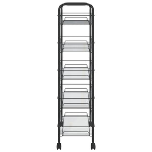 vidaXL Chariot de cuisine à 5 niveaux noir 46 x 26 x 105 cm fer
