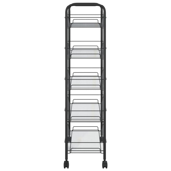 vidaXL Chariot de cuisine à 5 niveaux noir 46 x 26 x 105 cm fer