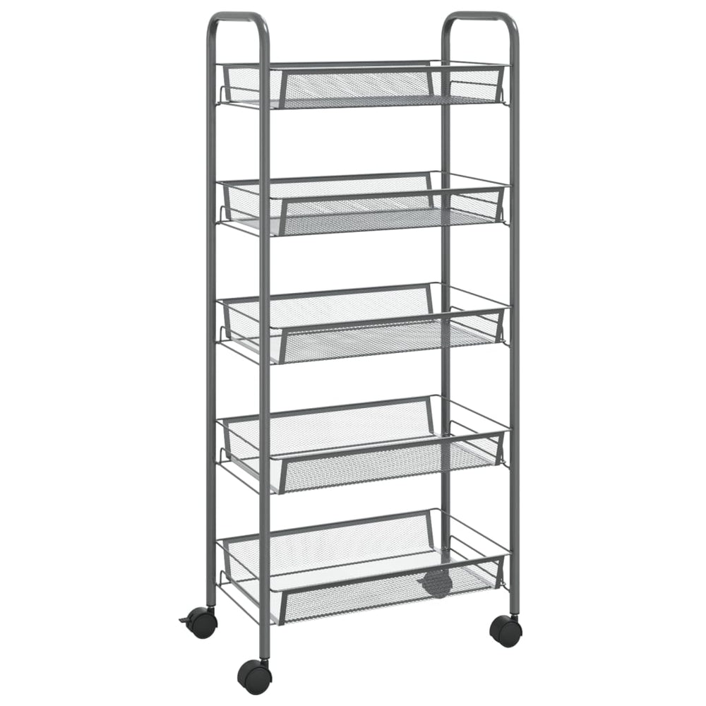 vidaXL Kitchen Trolley 5 Tiers Grey 46x26x105 cm Iron