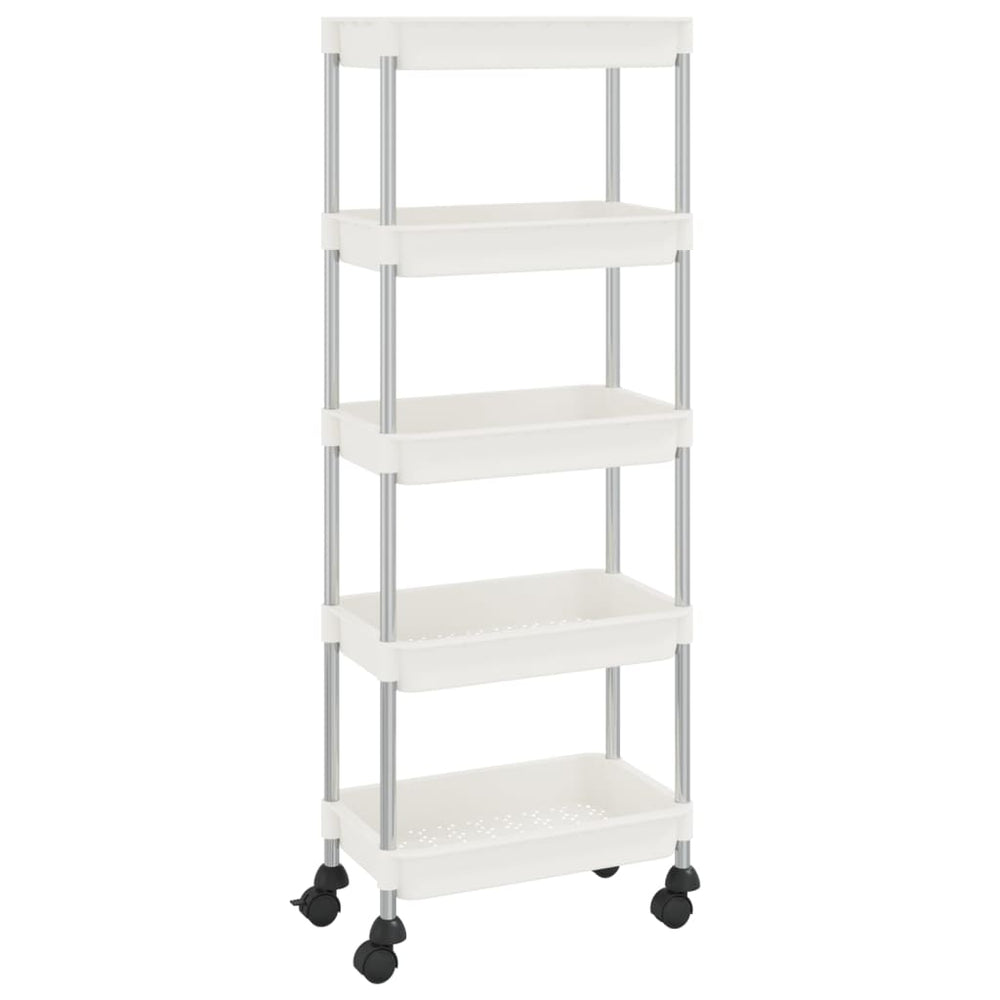 vidaXL Kitchen Trolley 5 Tiers White 42x29x128 cm Iron and ABS