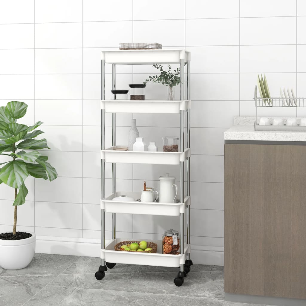 Küchenwagen Weiß 5 Etagen 42x29x128cm