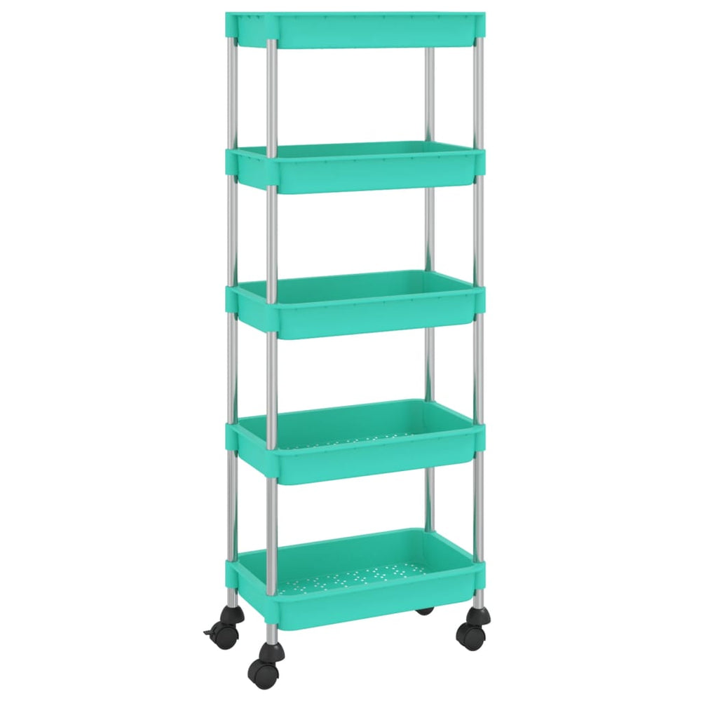 vidaXL Kitchen Trolley 5 Tiers Turquoise 42x29x128 cm Iron and ABS