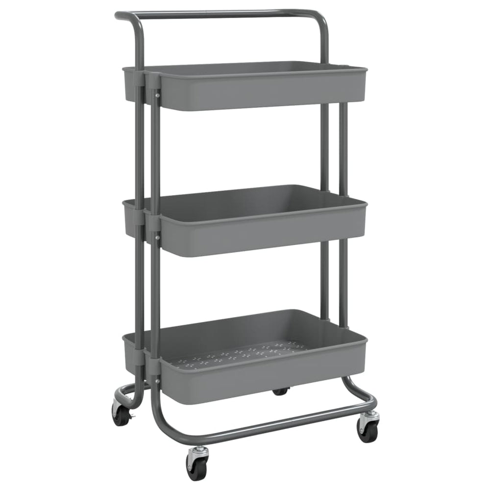 vidaXL Kitchen Trolley 3 Tiers Grey 42x35x85 cm Iron and ABS