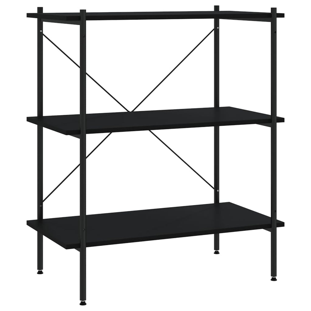 Schwarzes Regal mit 3 Böden 80x40x92 cm