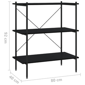 vidaXL Étagère à 3 niveaux noire 80x40x92 cm