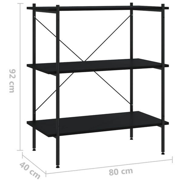 vidaXL Étagère à 3 niveaux noire 80x40x92 cm