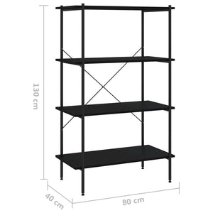 vidaXL Étagère à 4 niveaux noir 80x40x130 cm
