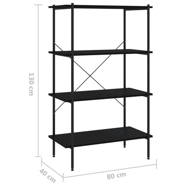 vidaXL Étagère à 4 niveaux noir 80x40x130 cm