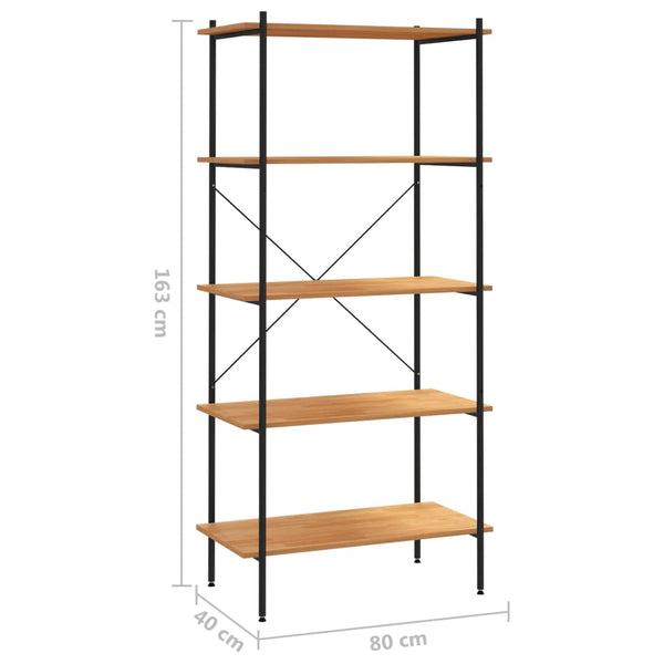 vidaXL Étagère à 5 Niveaux Noir et Aspect Chêne 80x40x163 cm