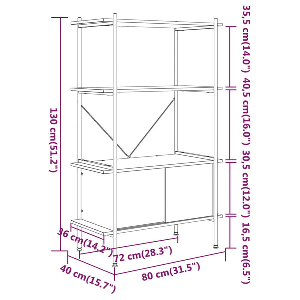 Regal mit Schrank, 80x40x130 cm