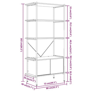 Regal mit Schrank, 5 Böden, 80x40x163 cm