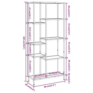 Bücherregal 80x30x180 cm Stahl/Holz