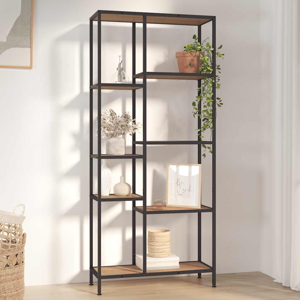 Bücherregal 80x30x180 cm Stahl/Holz