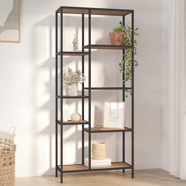 Bücherregal 80x30x180 cm Stahl/Holz