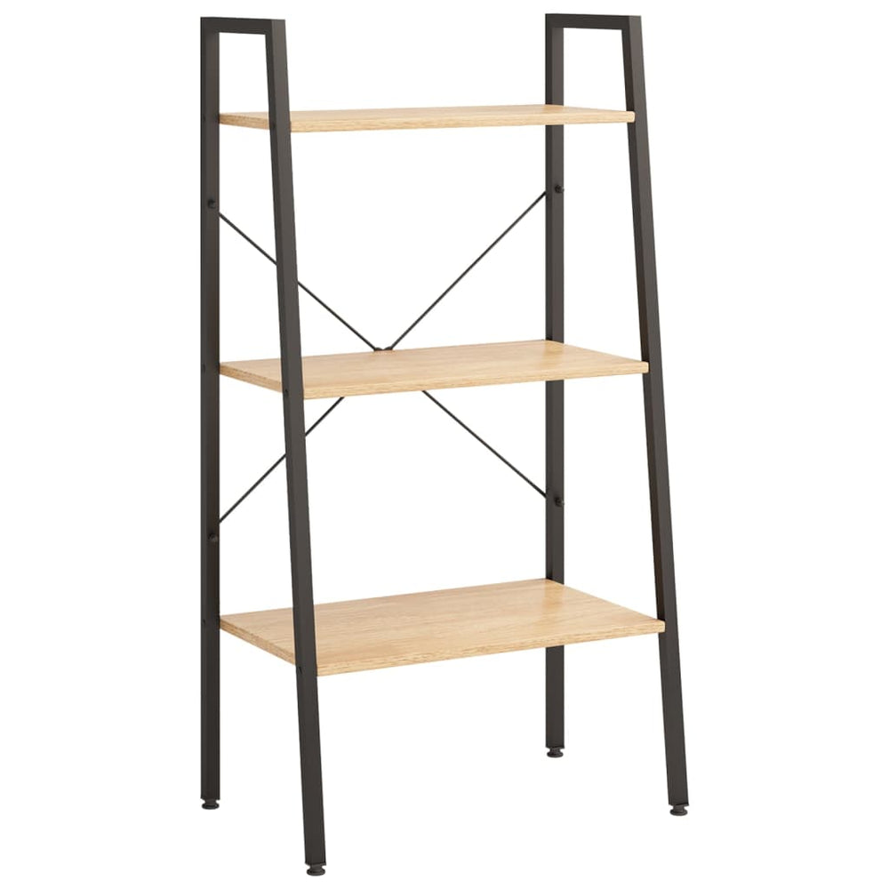 Standregal mit 3 Böden, Hellbraun/Schwarz, 56x35x108 cm