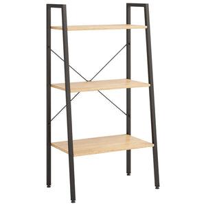 Standregal mit 3 Böden, Hellbraun/Schwarz, 56x35x108 cm
