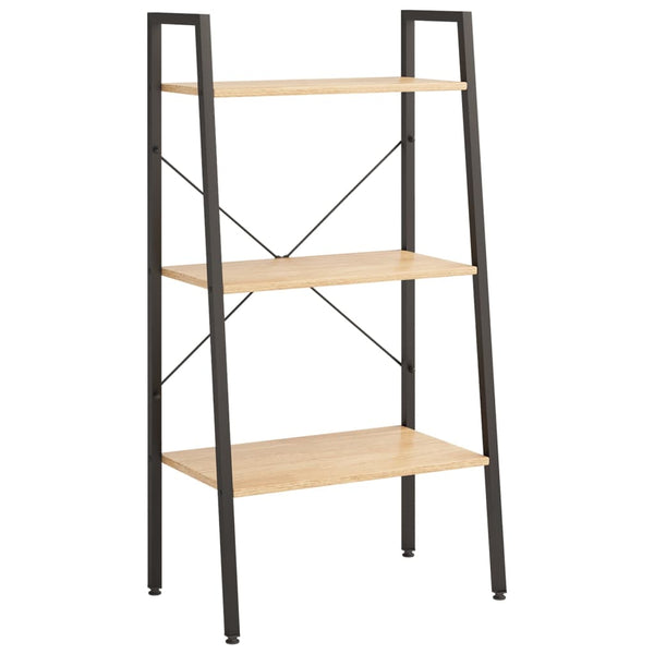 Standregal mit 3 Böden, Hellbraun/Schwarz, 56x35x108 cm