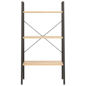 Standregal mit 3 Böden, Hellbraun/Schwarz, 56x35x108 cm