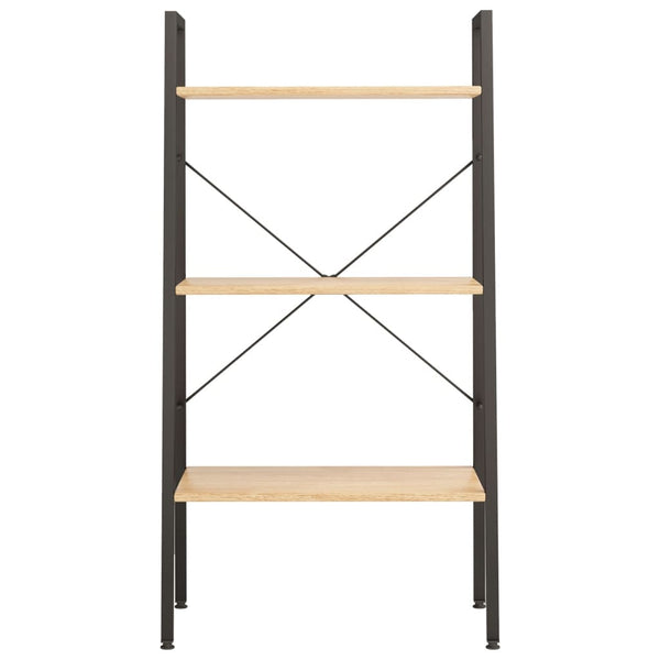 Standregal mit 3 Böden, Hellbraun/Schwarz, 56x35x108 cm