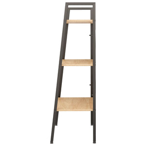 Standregal mit 3 Böden, Hellbraun/Schwarz, 56x35x108 cm