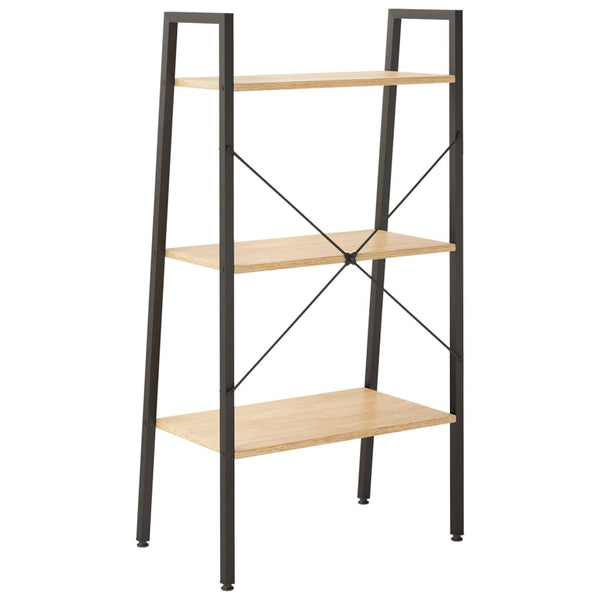 Standregal mit 3 Böden, Hellbraun/Schwarz, 56x35x108 cm