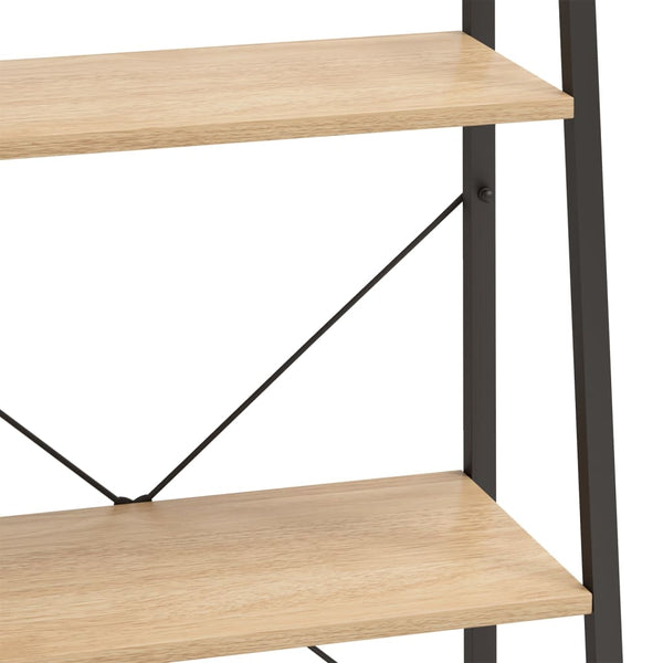 Standregal mit 3 Böden, Hellbraun/Schwarz, 56x35x108 cm