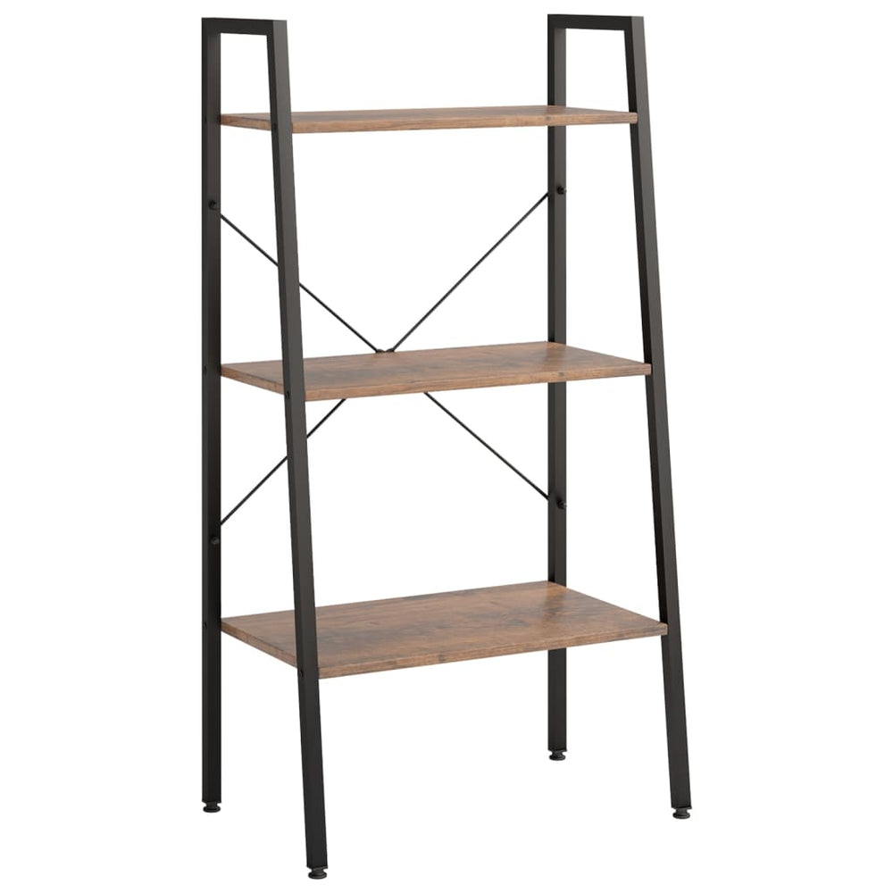 Standregal mit 3 Böden, Dunkelbraun/Schwarz, 56x108 cm