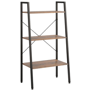 Standregal mit 3 Böden, Dunkelbraun/Schwarz, 56x108 cm
