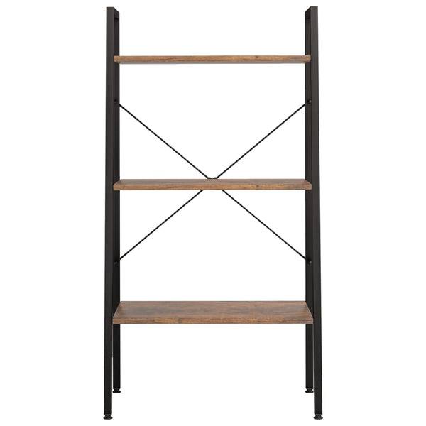 Standregal mit 3 Böden, Dunkelbraun/Schwarz, 56x108 cm