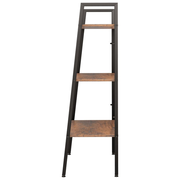 Standregal mit 3 Böden, Dunkelbraun/Schwarz, 56x108 cm