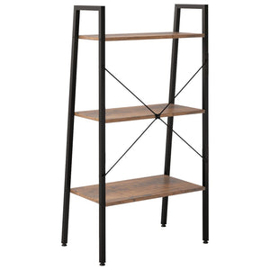 Standregal mit 3 Böden, Dunkelbraun/Schwarz, 56x108 cm
