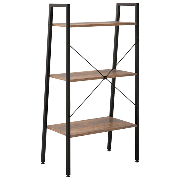 Standregal mit 3 Böden, Dunkelbraun/Schwarz, 56x108 cm