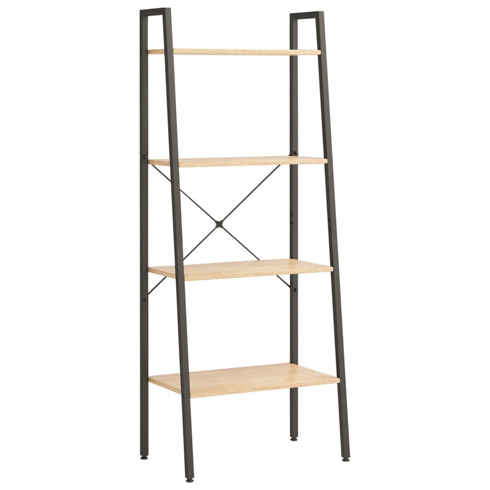 Standregal mit 4 Böden, Hellbraun & Schwarz, 140 cm