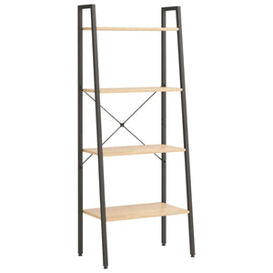 Standregal mit 4 Böden, Hellbraun & Schwarz, 140 cm