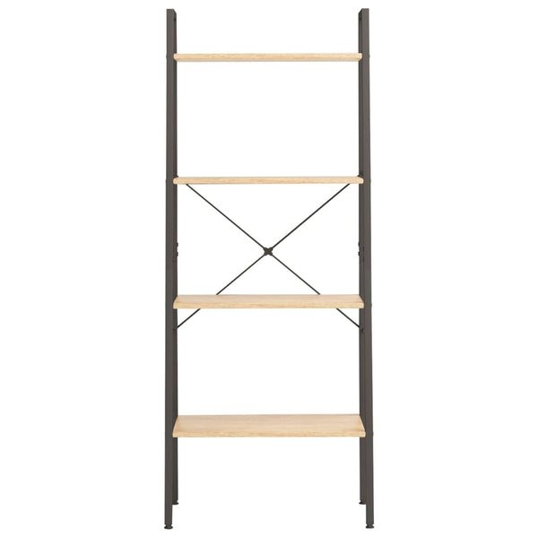 Standregal mit 4 Böden, Hellbraun & Schwarz, 140 cm