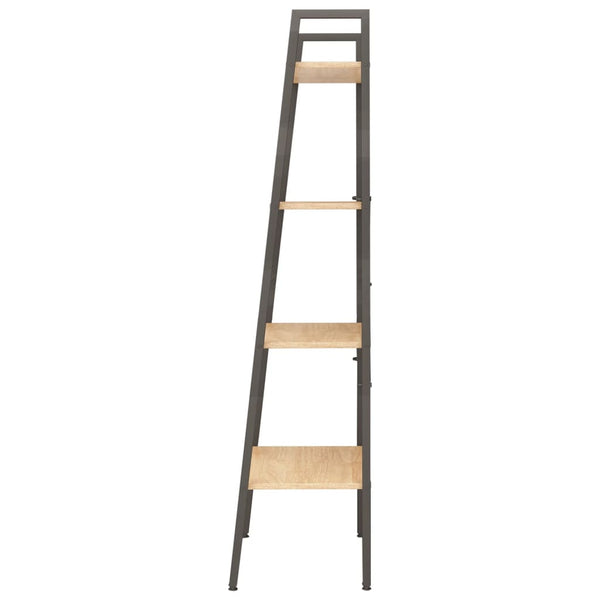 Standregal mit 4 Böden, Hellbraun & Schwarz, 140 cm